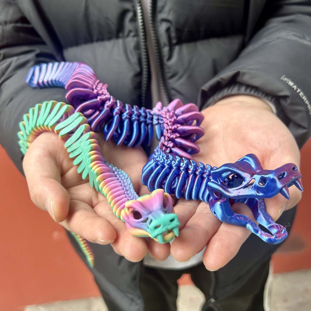 3D Printing Mockup - 3D-geprint JOINT SNAKE beeldje, flexibel 3D-geprint