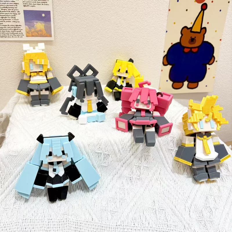 3D Printing Mockup - Anime Hatsune Miku 3D geprinte sleutelhanger