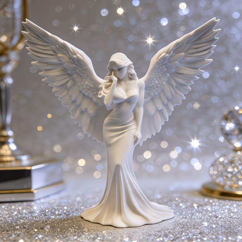3D Printing Mockup - Nieuw·3D-geprint gebedsengelbeeldje Beschermengelbeeldje Witgouden religieuze sculptuur