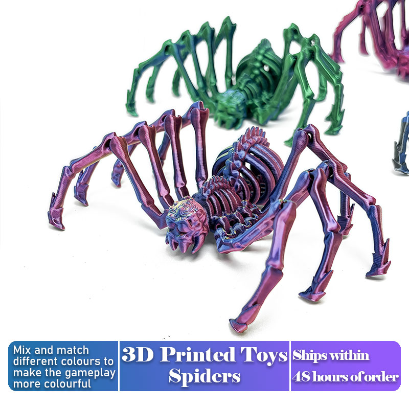 3D Printing Household Items - Gelede 3D-geprinte spinmodel Griezelig kruipend beweegbaar